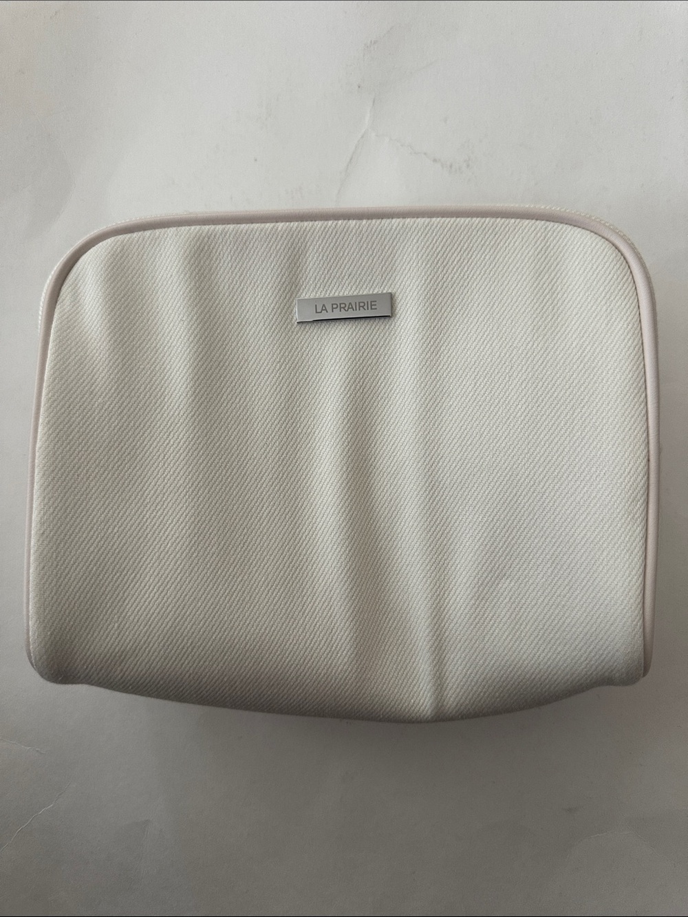 La Prairie Cream White Travel Cosmetic Canvas Case